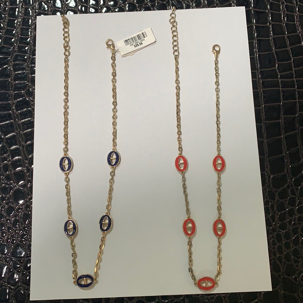 2 Charter Club Necklaces Gold, Navy & Dk Orange